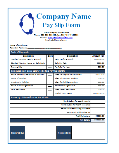 Pay Slip Form