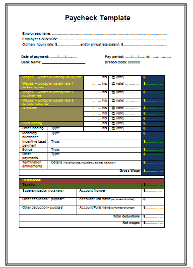 Paycheck Template