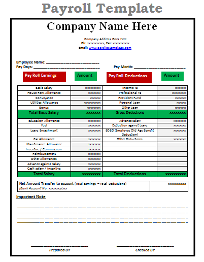 Employee Payroll Template