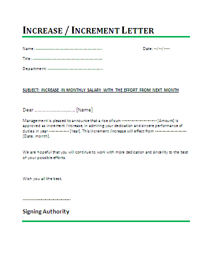 Salary Incremental Letter Template