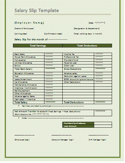 Salary Slip Template