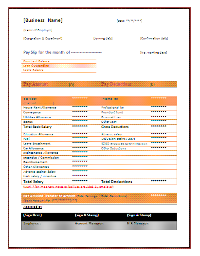 Pay Stub Template