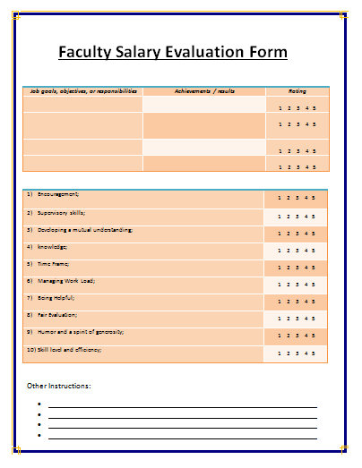 Salary Evaluation Form Template