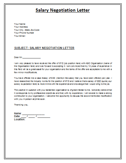 Salary Negoitation Letter