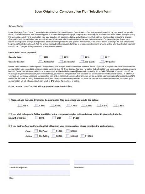Loan Originator Salary Planning Template