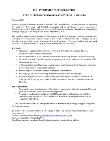 Teaching Job Proposal Template
