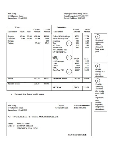 Printable Pay Stub Template