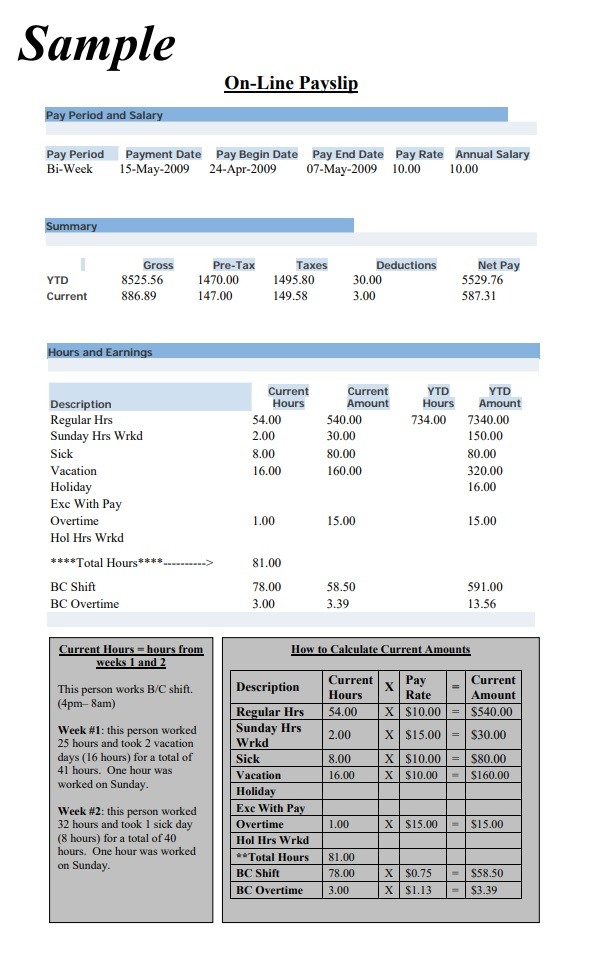 sample payslip