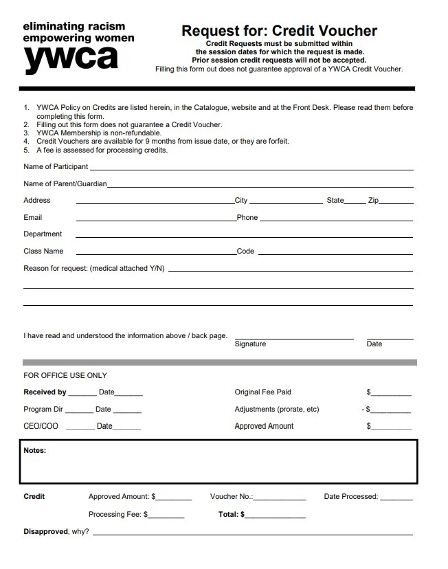 Credit Voucher Form