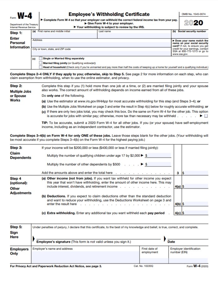 Payroll Withholding Certificate Template