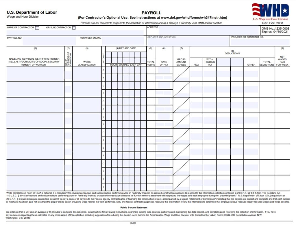 US Payroll Certificate Template