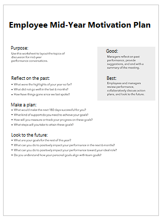 Employee Mid-Year Motivation Plan Template