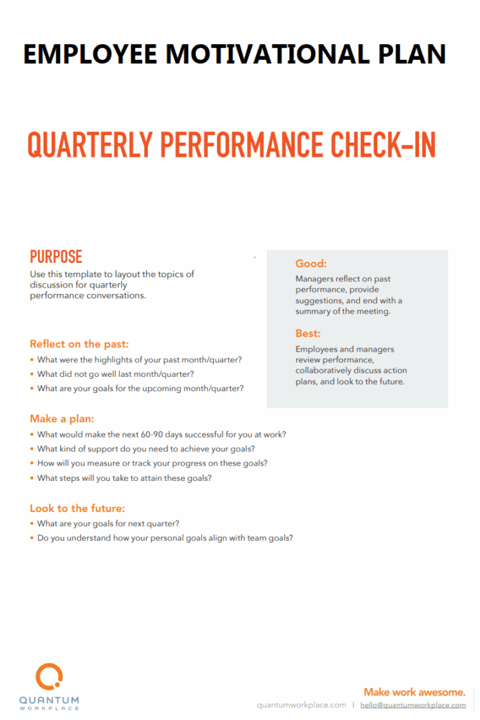 Employee Quarterly Check-In Motivation Plan Template