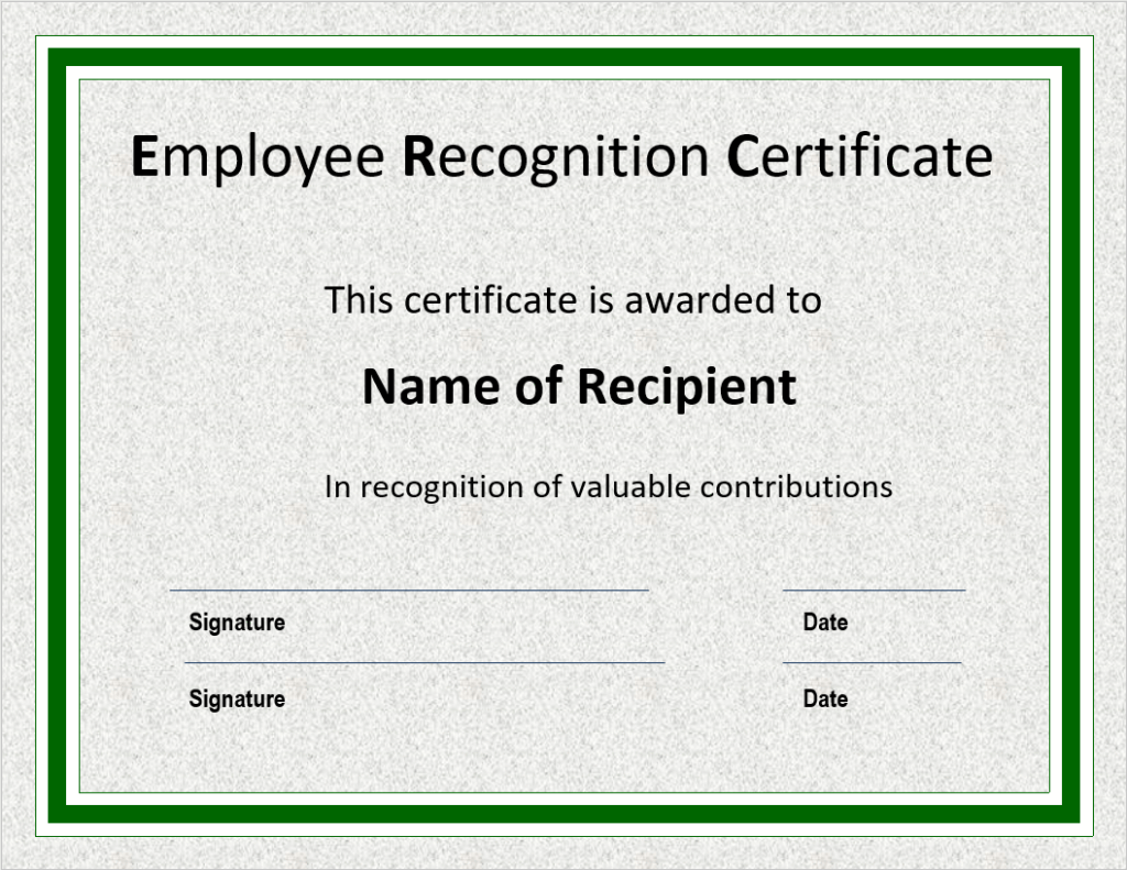 Employee Recognition Certificate Template