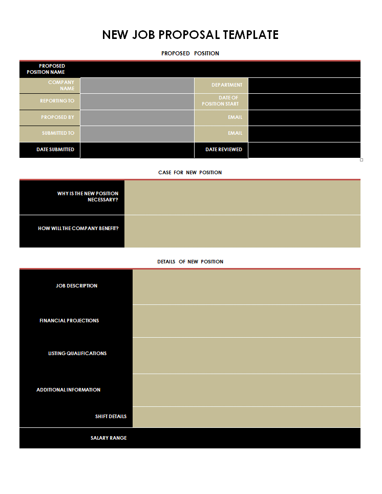 New Job Proposal Template