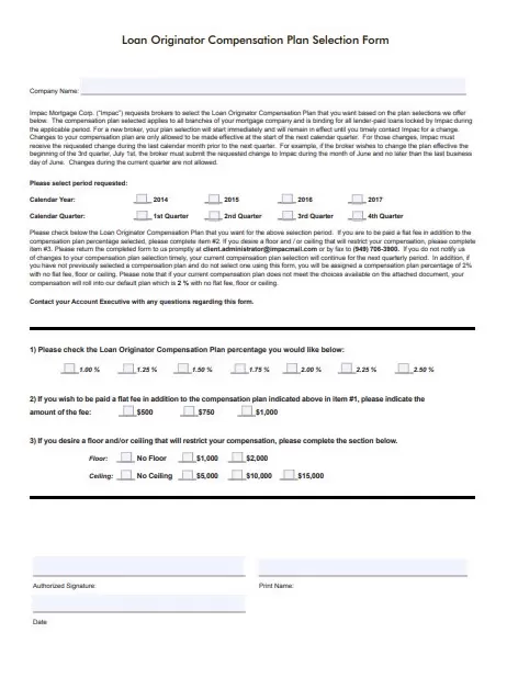Loan Originator Salary Planning Template